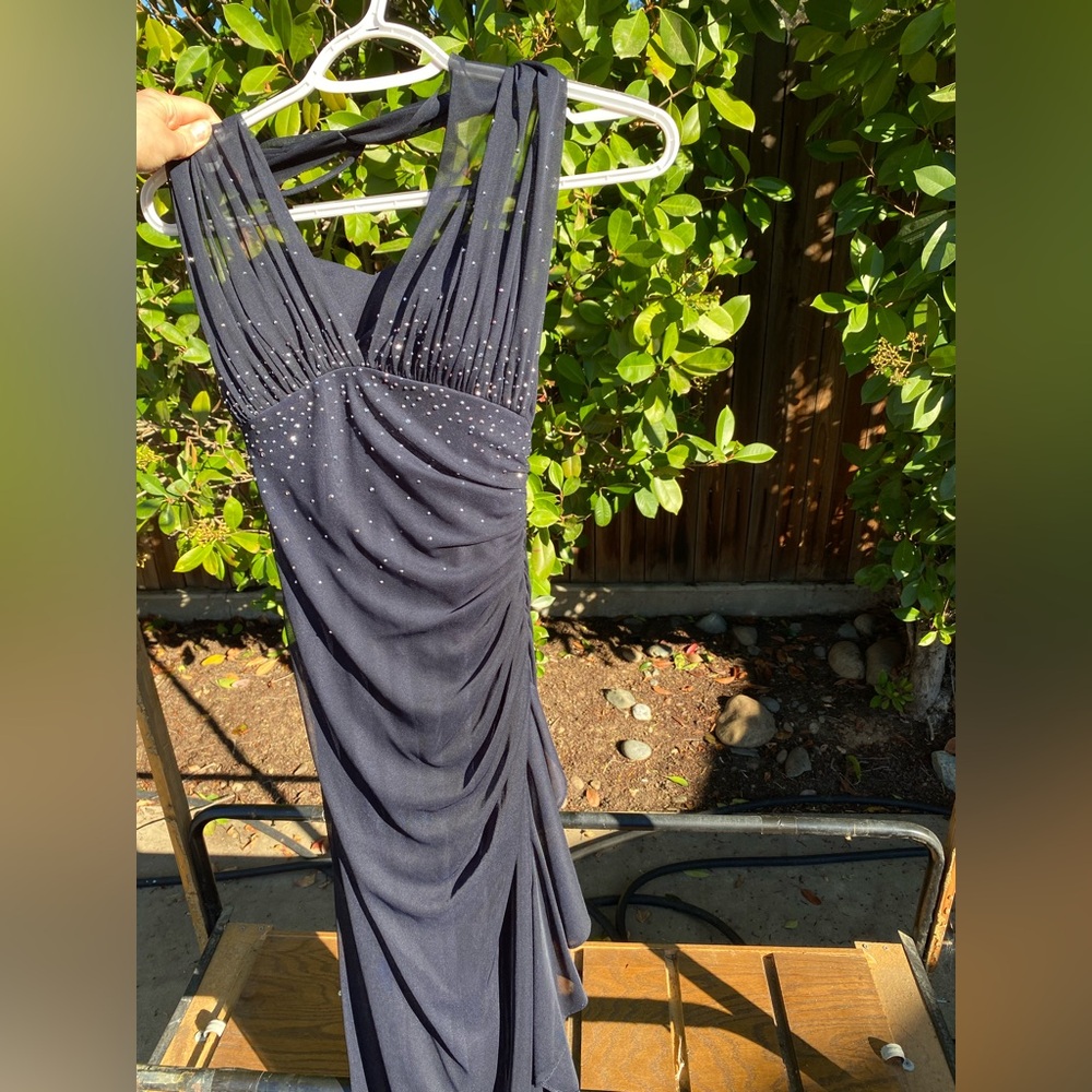 Chic Navy halter Dress with Rhinestone Detail size 4